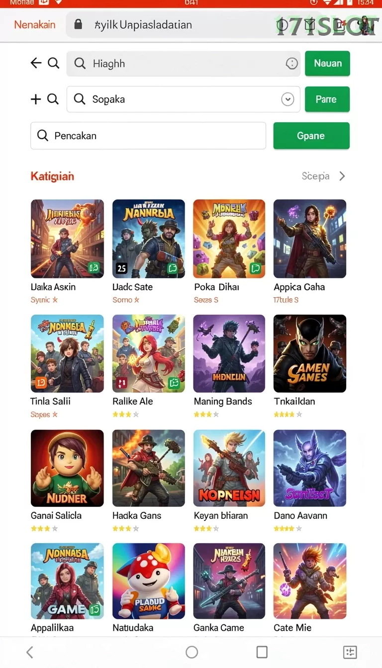 Cuplikan layar QTGAME — menu navigasi